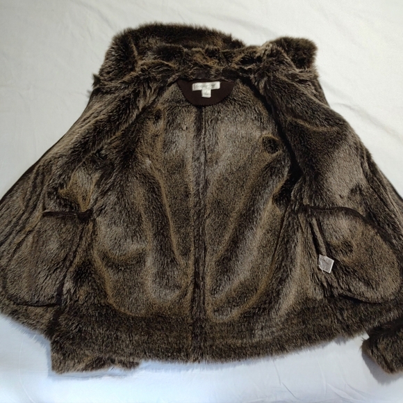 Coldwater Creek Brown Embroidered Boho Faux Suede Fur Lined Jacket Small - Picture 7 of 10